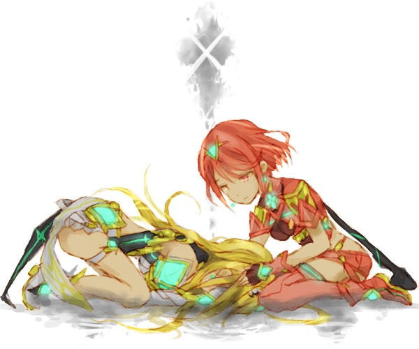 pyra and mythra (xenoblade chronicles and 1 more) drawn by poppo_(milkxx)