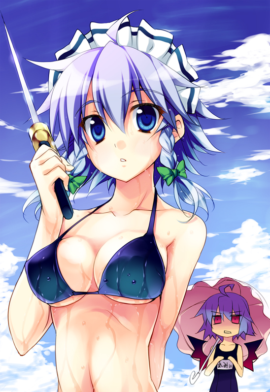 remilia scarlet and izayoi sakuya (touhou) drawn by minase_(dragon_panda)