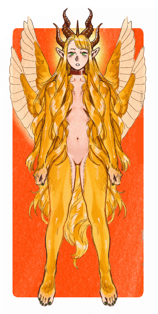 marcille donato and winged lion (dungeon meshi) drawn by aatom87