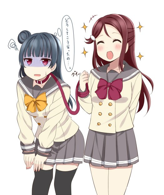 tsushima yoshiko and sakurauchi riko (love live! and 1 more) drawn by mizukoshi_(marumi)