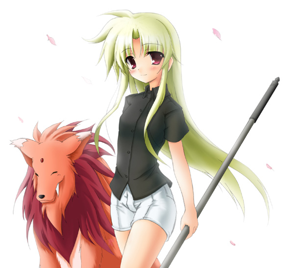 fate testarossa, bardiche, and arf (lyrical nanoha and 1 more) drawn by aoi_wakusei