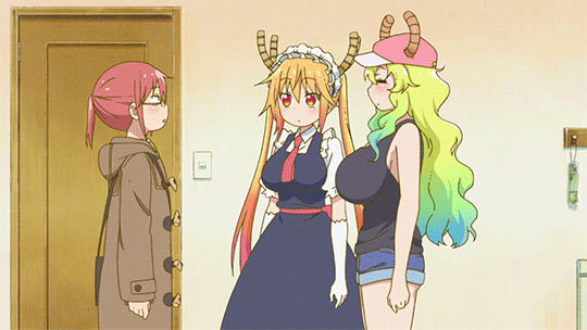 tohru, lucoa, and kobayashi (kobayashi-san chi no maidragon)