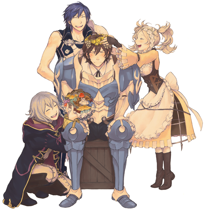 female robin, chrom, lissa, and frederick (fire emblem and 1 more) drawn by szmws