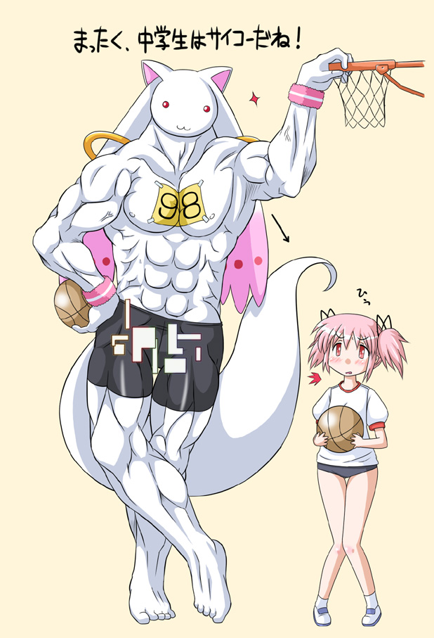 kaname madoka and kyubey (mahou shoujo madoka magica) drawn by jack_(slaintheva)