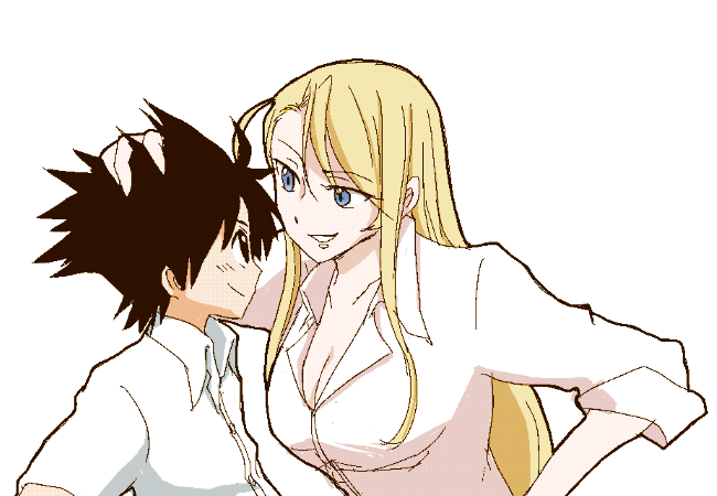 evangeline a.k. mcdowell and konoe touta (uq holder!) drawn by kosumo_(kosuhoshi)