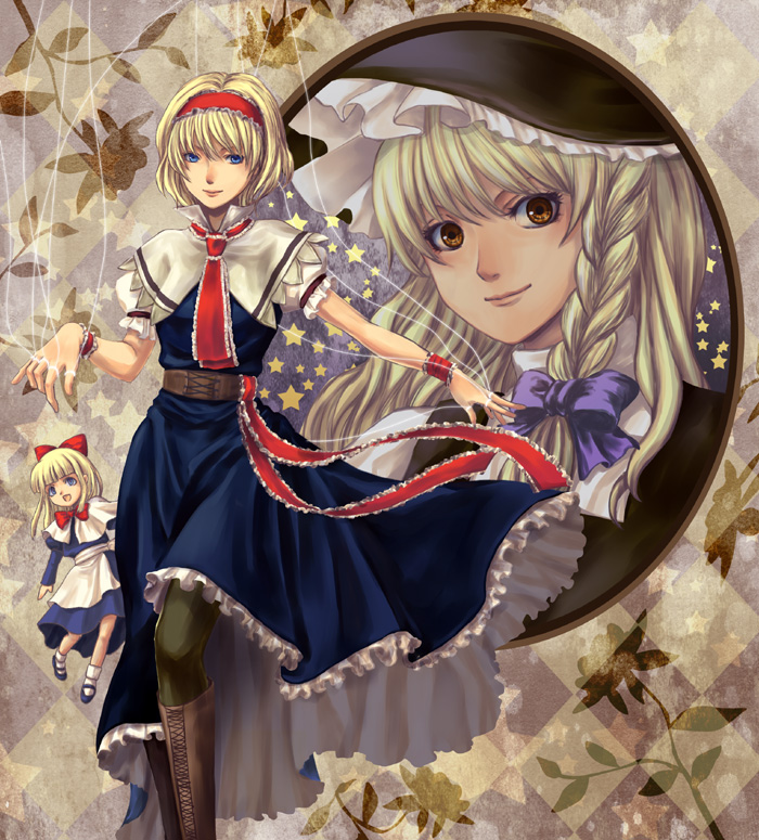 kirisame marisa, alice margatroid, and shanghai doll (touhou) drawn by natsume_k
