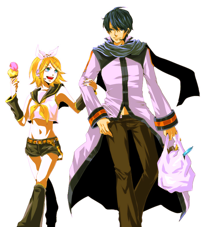 kagamine rin and kaito (vocaloid) drawn by chiru_(sanifani)