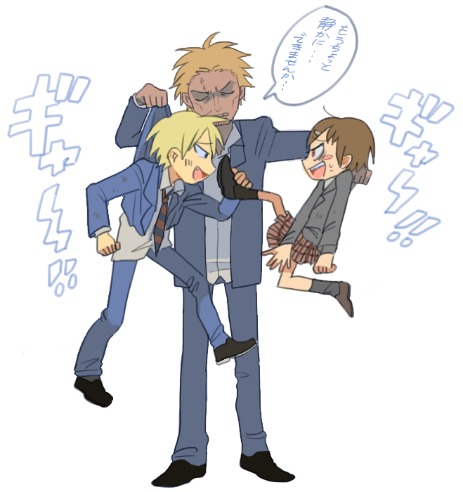 ringo-chan, president, and vice president (danshi koukousei no nichijou) drawn by dobu_(moor)