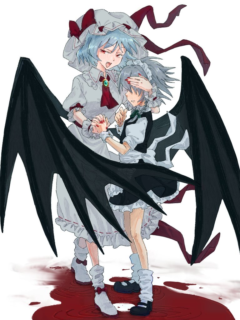 remilia scarlet and izayoi sakuya (touhou) drawn by mozupoko