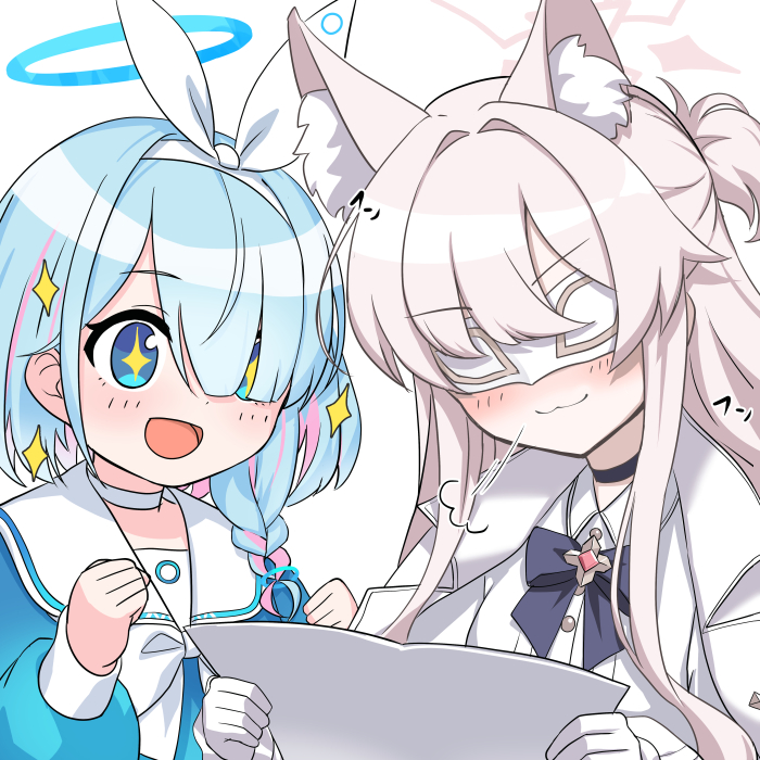 arona and akira (blue archive) drawn by o_(rakkasei)
