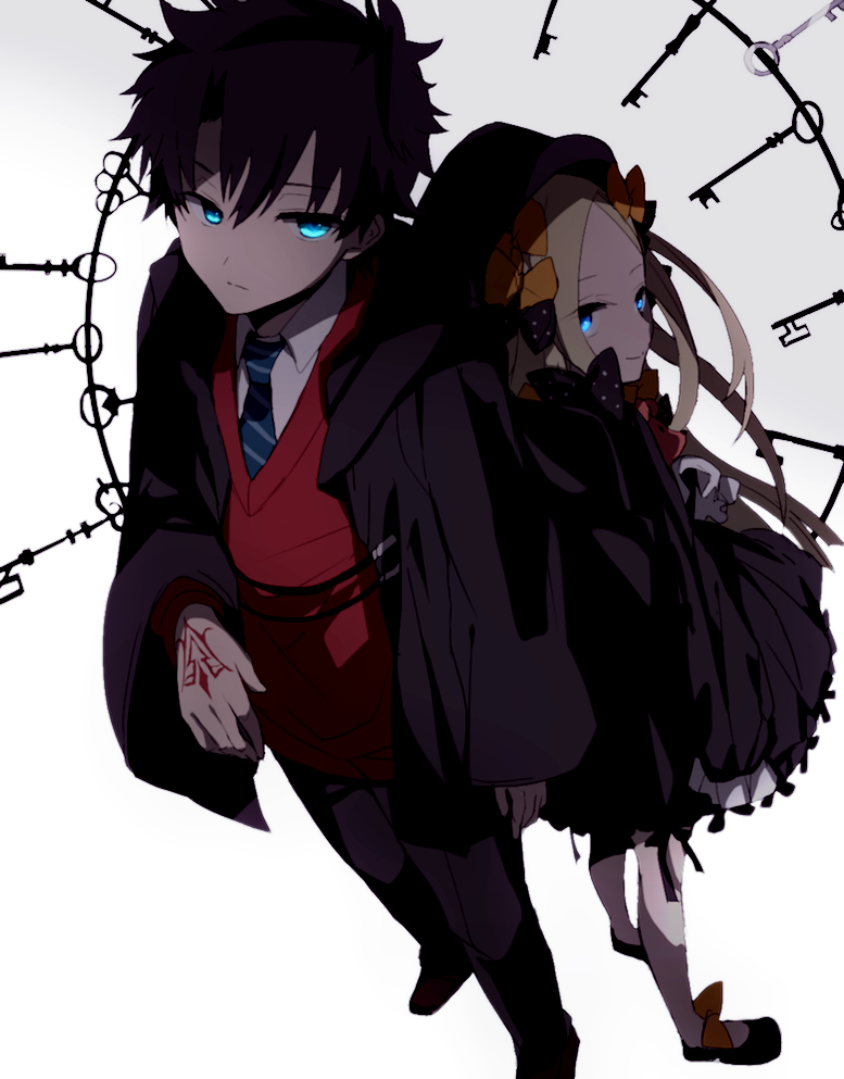 fujimaru ritsuka and abigail williams (fate and 1 more) drawn by hiiragi_fuyuki