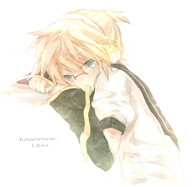 kagamine len (vocaloid and 1 more) drawn by heca