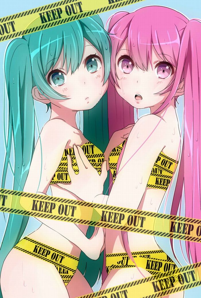 hatsune miku and sakura miku (vocaloid) drawn by suzuki_moeko