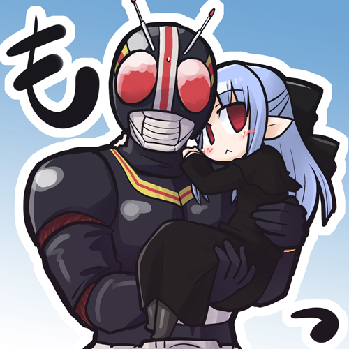 len and kamen rider black (tsukihime and 2 more) drawn by akaneya