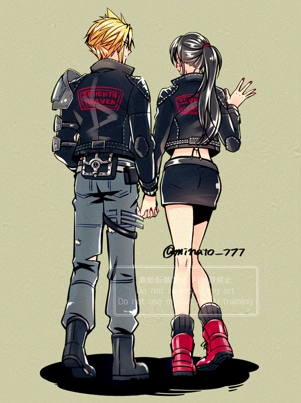 tifa lockhart and cloud strife (final fantasy and 2 more) drawn by minato_(ct_777)