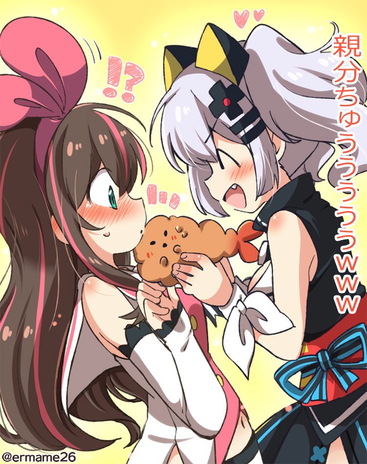 kizuna ai and kaguya luna (kizuna ai inc. and 1 more) drawn by eromame