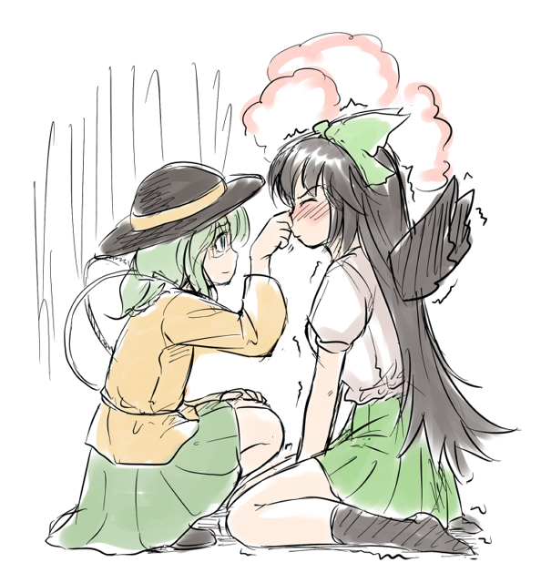 komeiji koishi and reiuji utsuho (touhou) drawn by fechirin