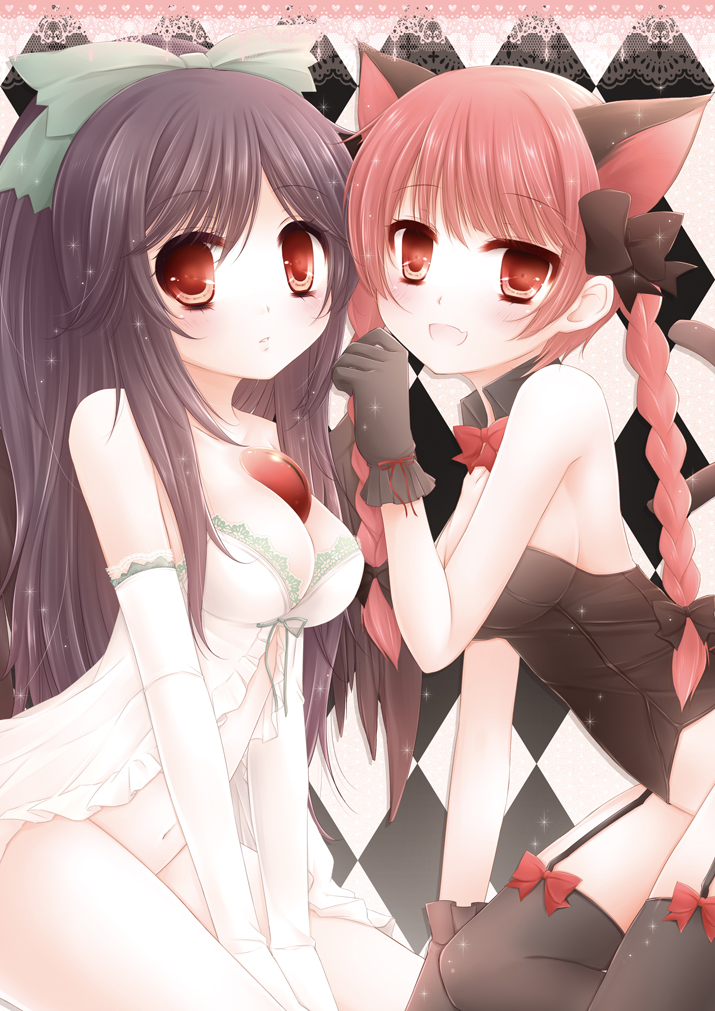 kaenbyou rin and reiuji utsuho (touhou) drawn by kurose_rena