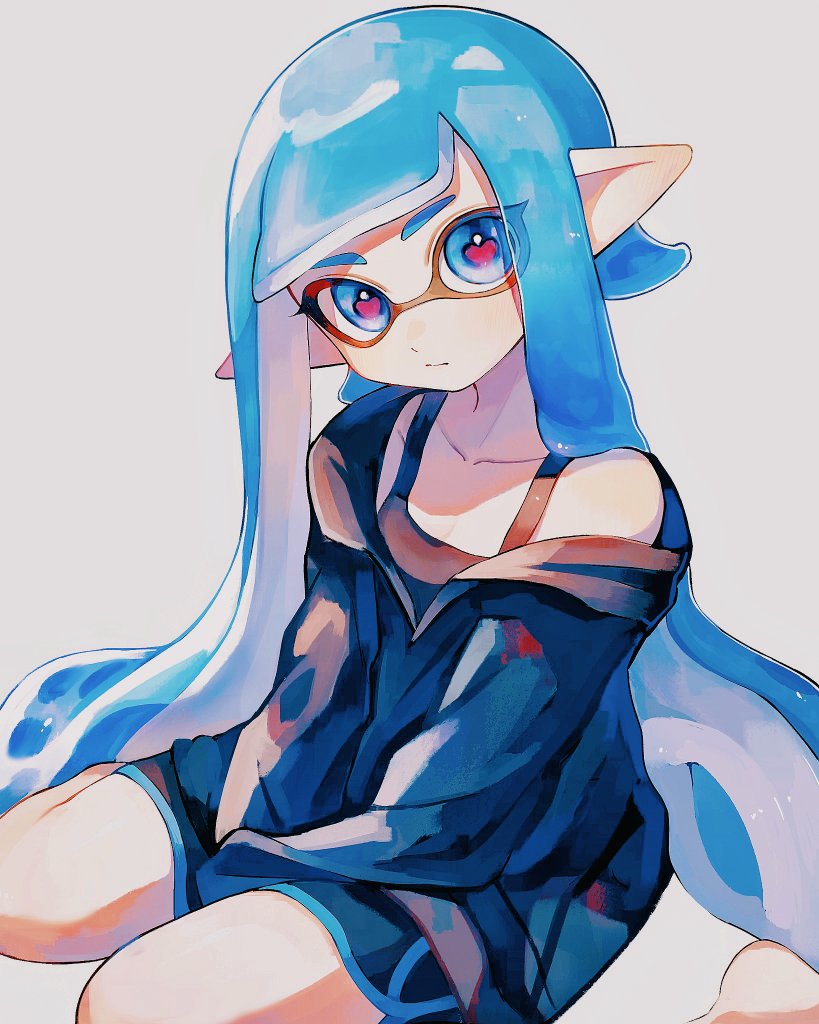 inkling player character and inkling girl (splatoon) drawn by kodak_painter