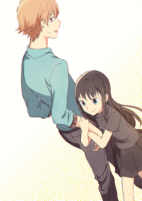 ryougi mana and kamekura mitsuru (kara no kyoukai) drawn by monokuro_(snog)