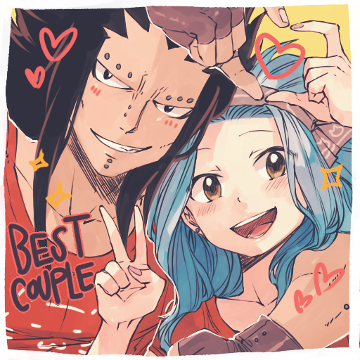 levy mcgarden and gajeel redfox (fairy tail) drawn by rusky