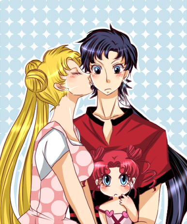 tsukino usagi, seiya kou, and chibi chibi (bishoujo senshi sailor moon and 1 more) drawn by chiroru_shimai