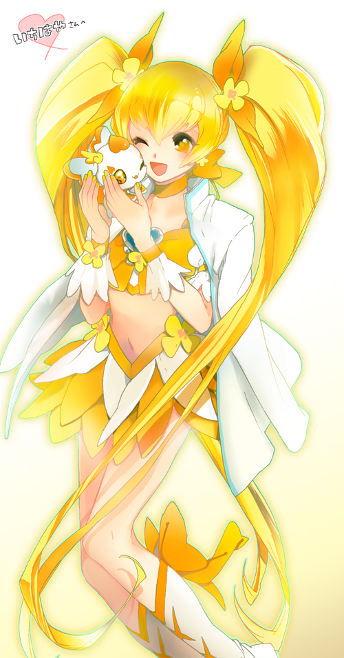 myoudouin itsuki, cure sunshine, and potpourri (precure and 1 more) drawn by kanke_(yonkuma)