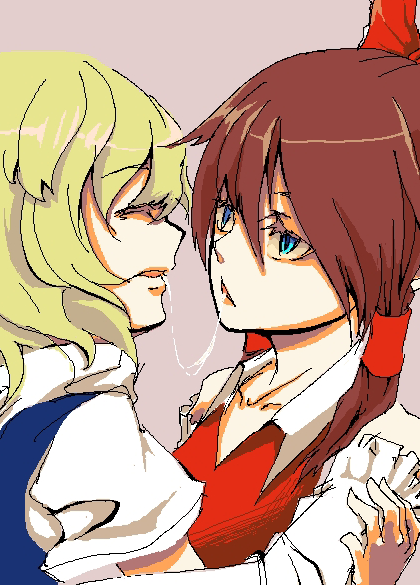 hakurei reimu and kirisame marisa (touhou) drawn by hikari-ko