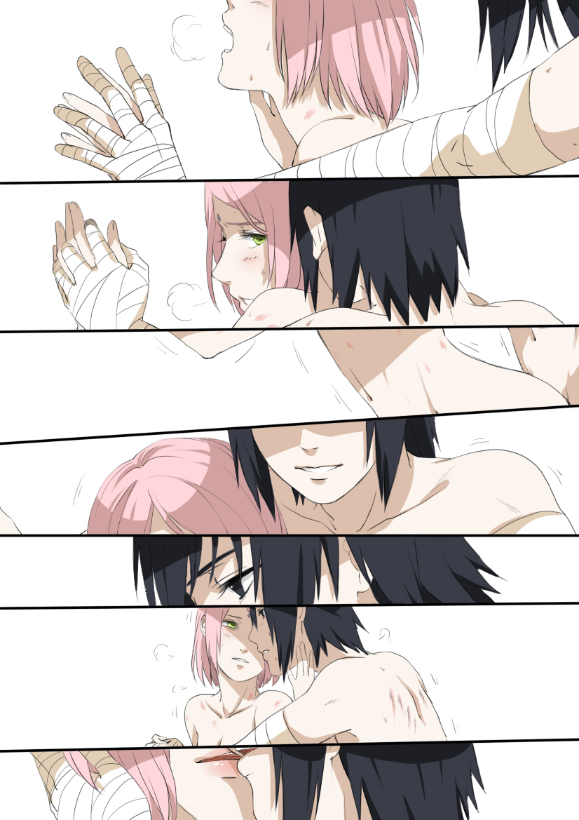 haruno sakura and uchiha sasuke (naruto) drawn by shi_er_xian
