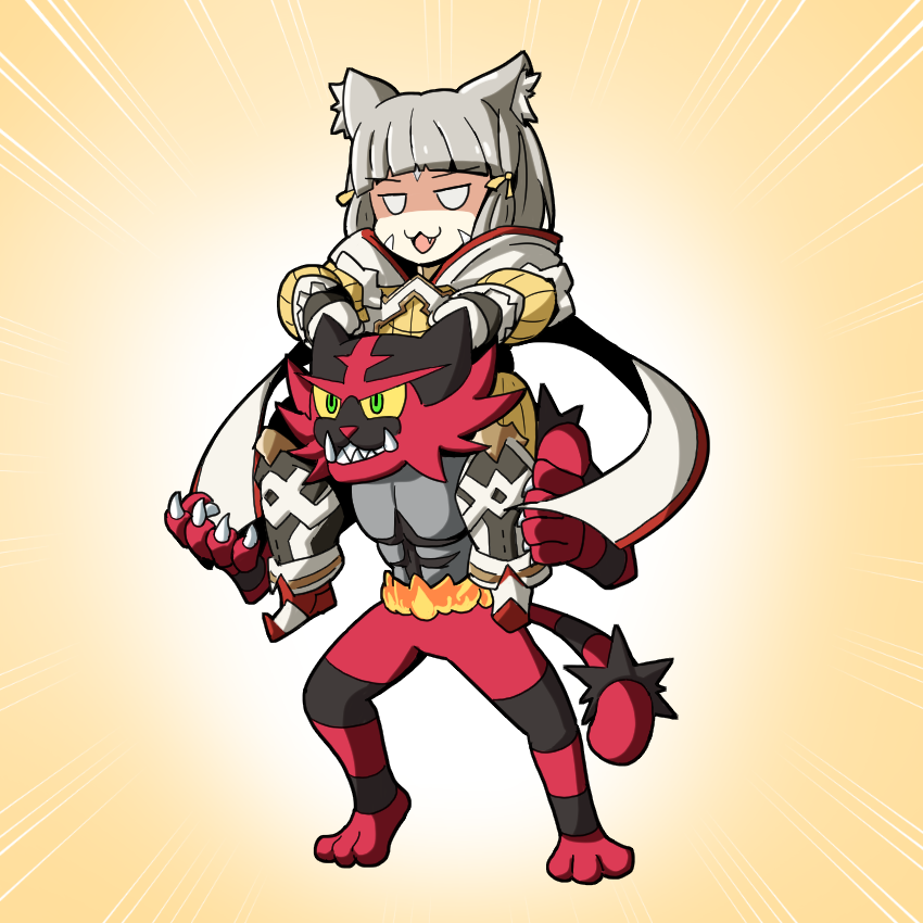 nia and incineroar (pokemon and 4 more) drawn by fukkatsu_saisei_kaijin
