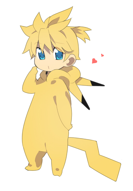 kagamine len and pikachu (pokemon and 1 more) drawn by kita_panda