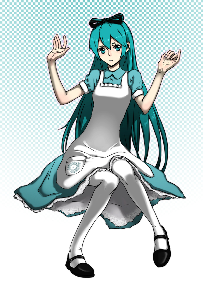 hatsune miku and alice (vocaloid and 1 more) drawn by nadzomi_viro