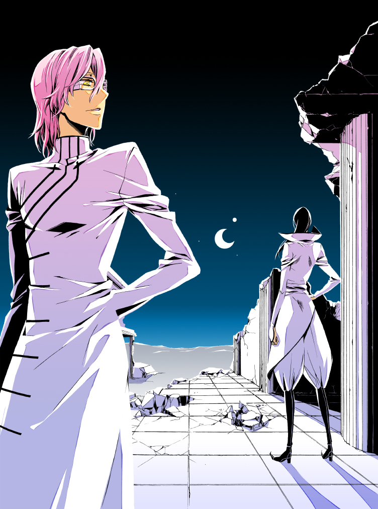 nnoitra gilga and szayelaporro granz (bleach) drawn by usa_(blue-systema)