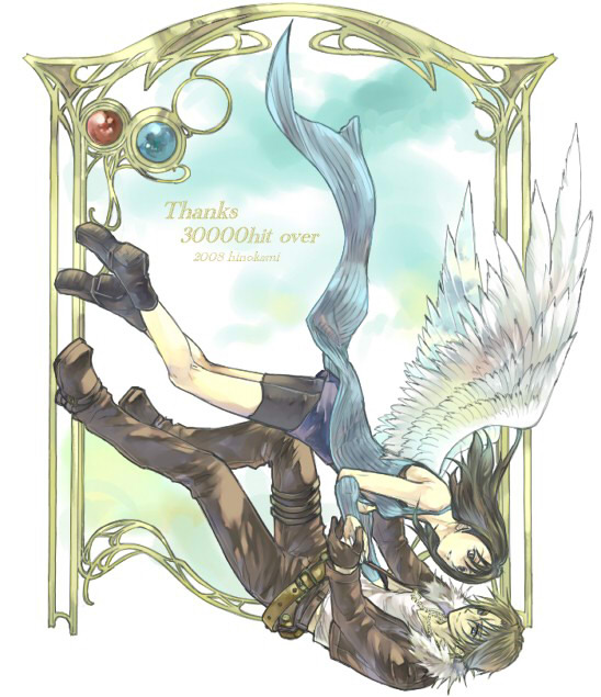 squall leonhart and rinoa heartilly (final fantasy and 1 more) drawn by hinokami
