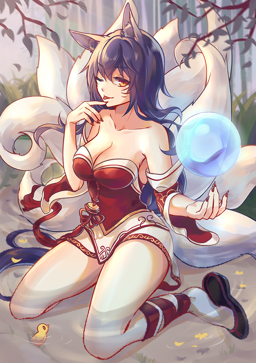 ahri (league of legends) drawn by az_(zero_glvimayhop)