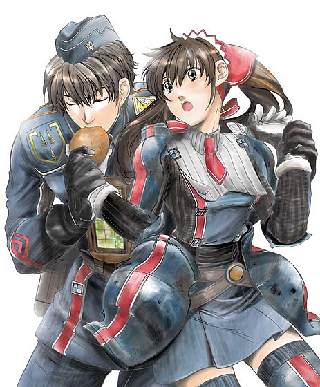 alicia melchiott and welkin gunther (senjou no valkyria and 1 more) drawn by kitou_en