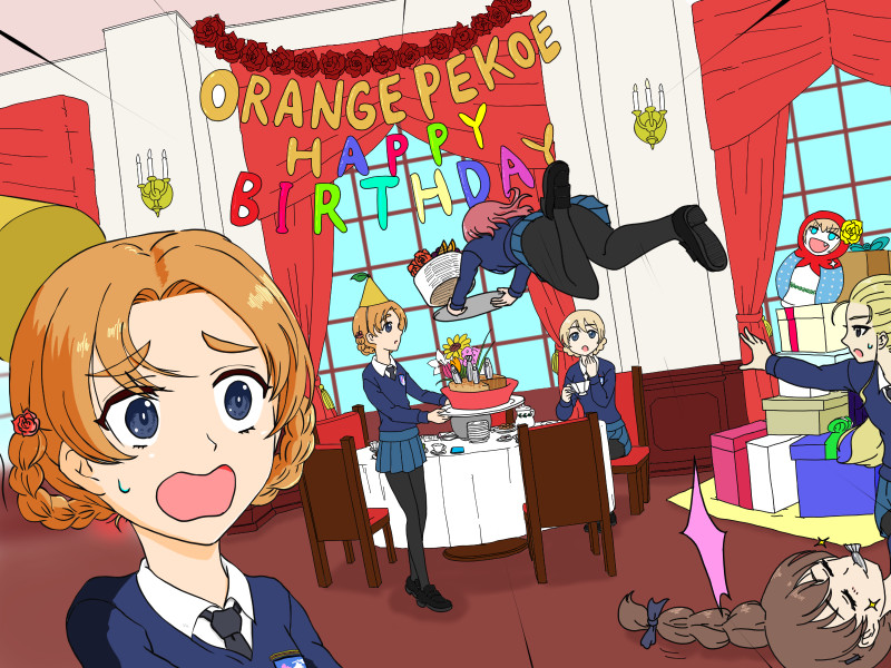 darjeeling, katyusha, orange pekoe, rosehip, assam, and 1 more (girls und panzer) drawn by tabyuta_roman