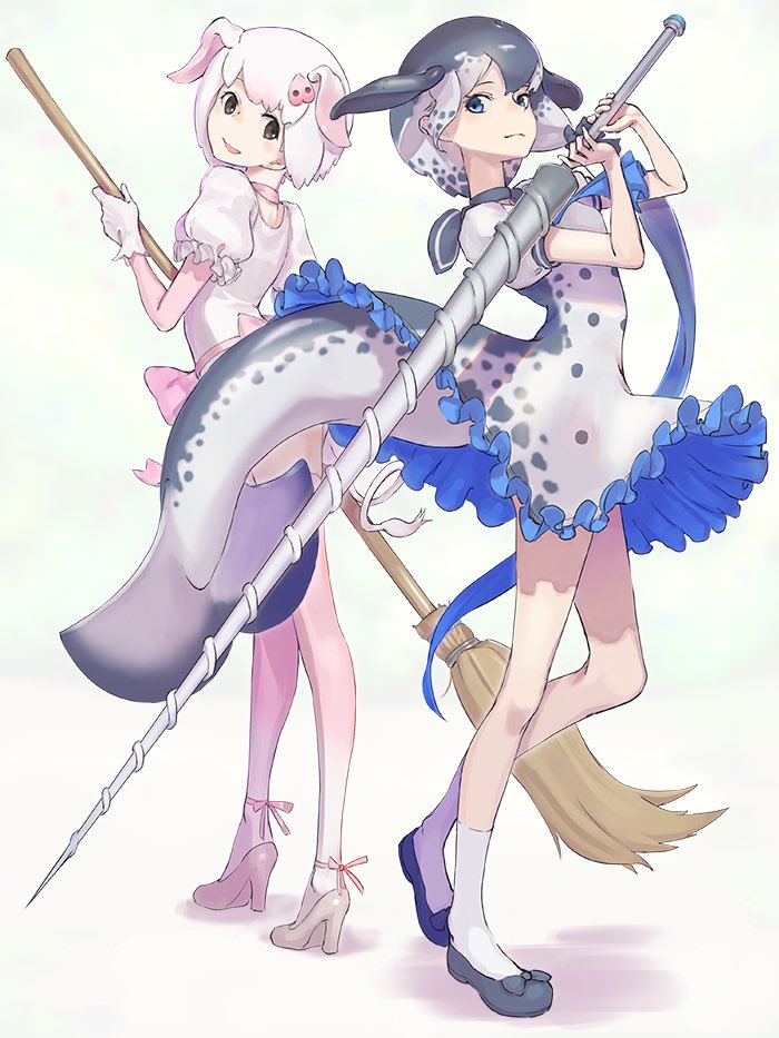narwhal and pig (kemono friends and 1 more) drawn by don3