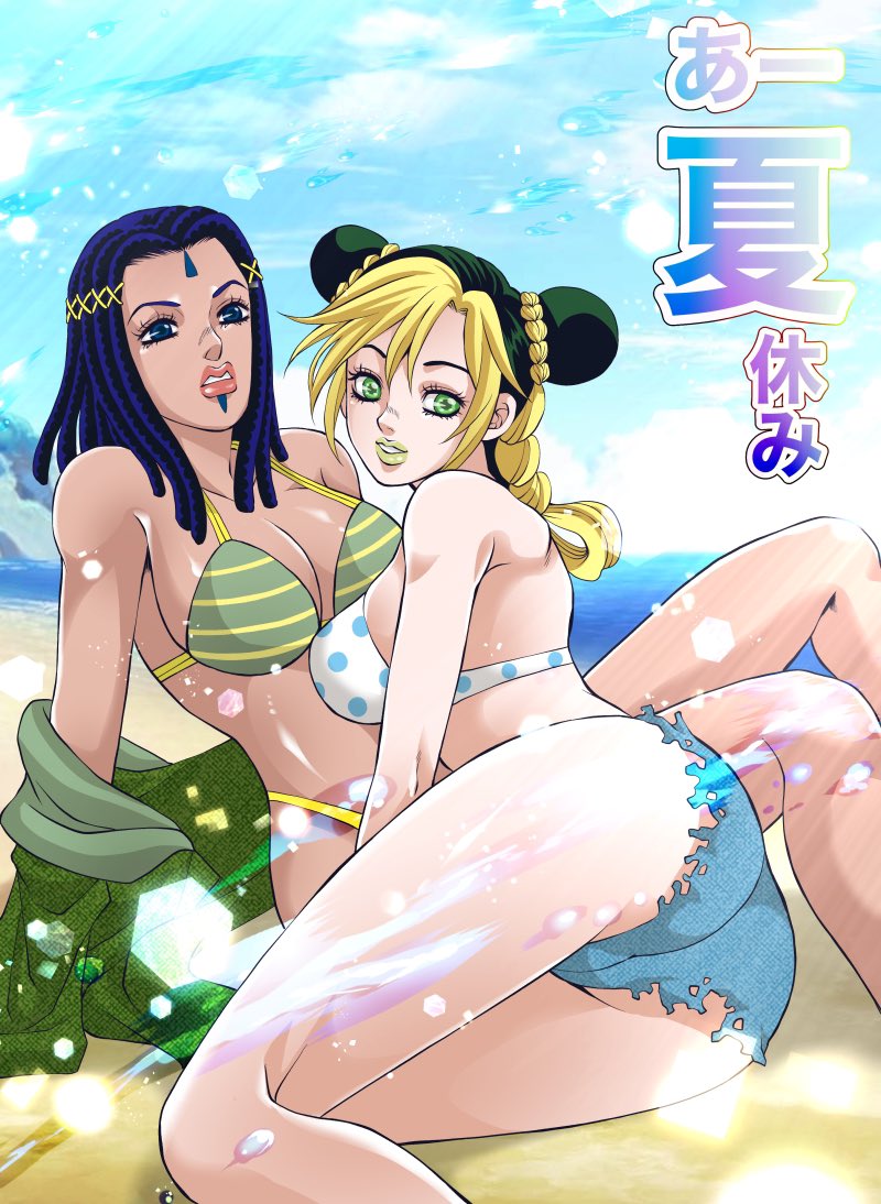 kujo jolyne and ermes costello (jojo no kimyou na bouken and 2 more) drawn by kid_(kidocchi)