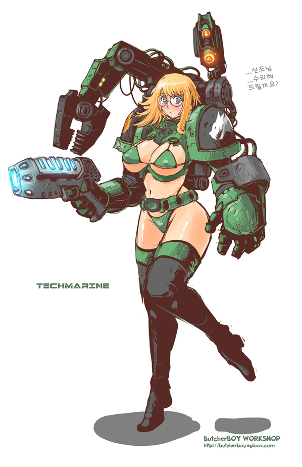 adeptus mechanicus and techmarine (warhammer 40k) drawn by butcherboy