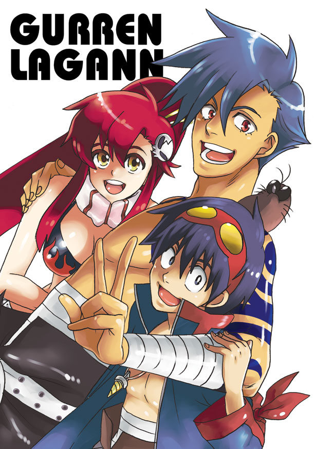 yoko littner, simon, kamina, and boota (tengen toppa gurren lagann) drawn by junky9696