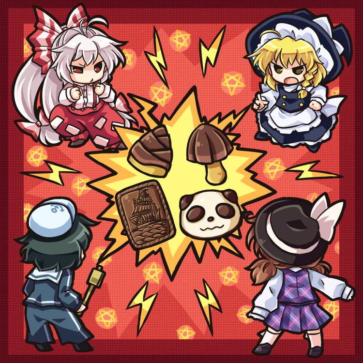 kirisame marisa, fujiwara no mokou, murasa minamitsu, and usami sumireko (touhou and 1 more) drawn by pote_(ptkan)