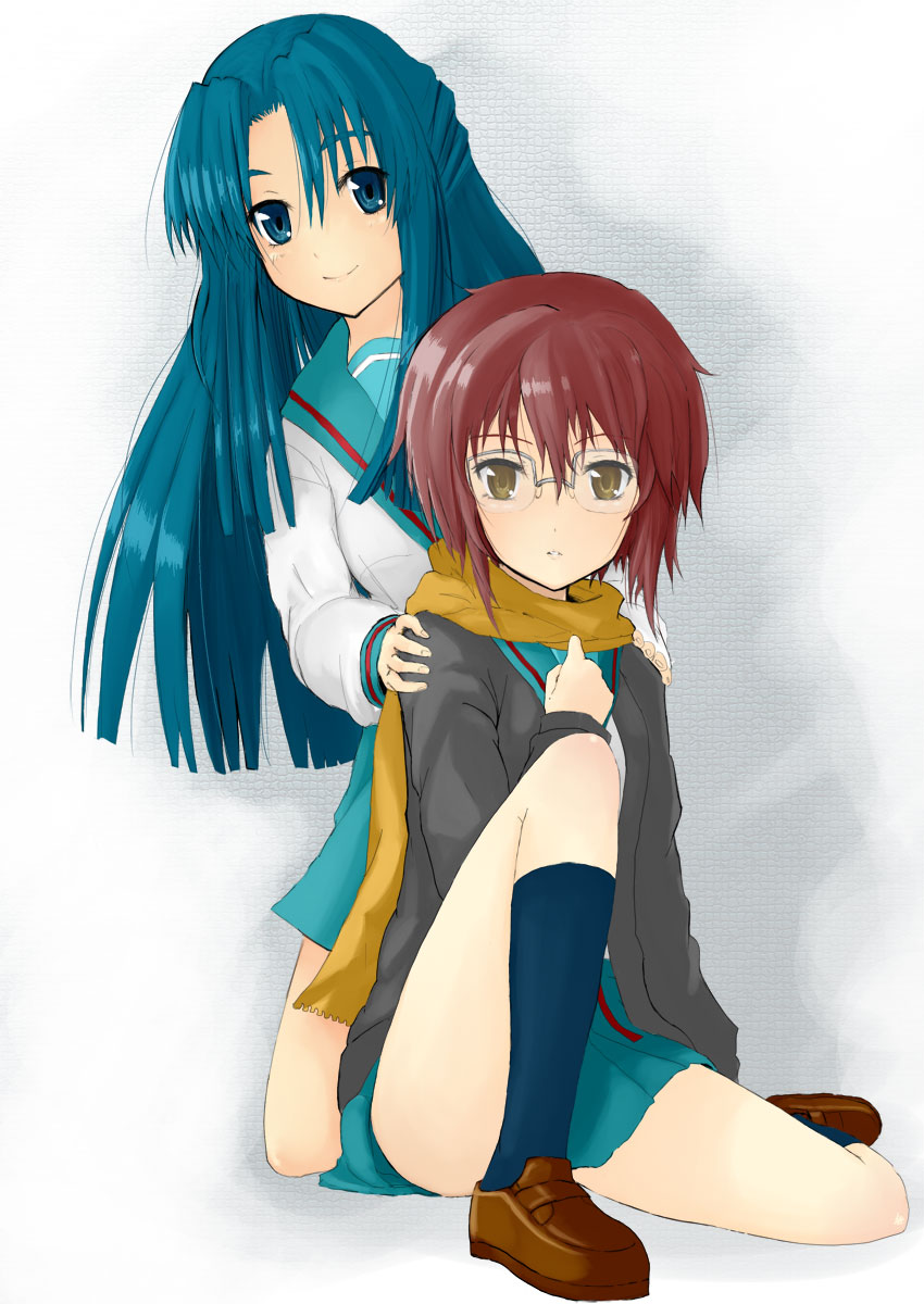 nagato yuki and asakura ryoko (suzumiya haruhi no yuuutsu) drawn by shiro-inu