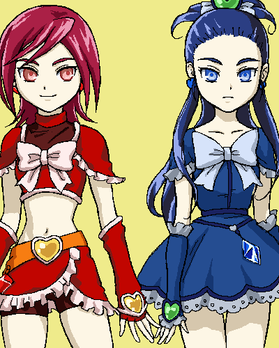 cure black, cure white, kiryuu michiru, and kiryuu kaoru (precure and 2 more) drawn by hajime_(caramel_toone)
