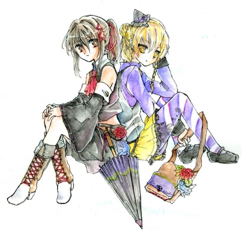 hakurei reimu and kirisame marisa (touhou) drawn by teiruzuta