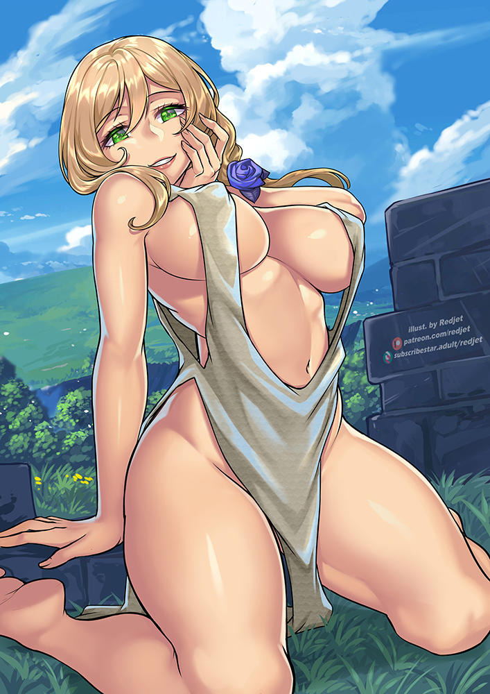 st. louis and lisa (genshin impact and 1 more) drawn by redjet