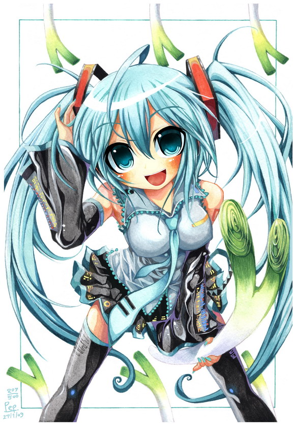 hatsune miku (vocaloid) drawn by emperpep