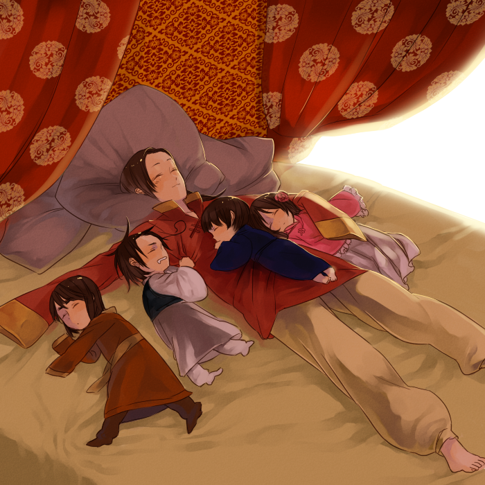 japan, china, taiwan, hong kong, and korea (axis powers hetalia) drawn by rururara