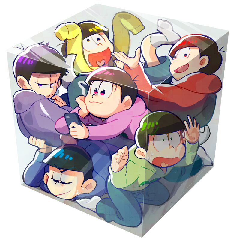 matsuno osomatsu, matsuno karamatsu, matsuno ichimatsu, matsuno jyushimatsu, matsuno choromatsu, and 1 more (osomatsu and 1 more) drawn by mebaru