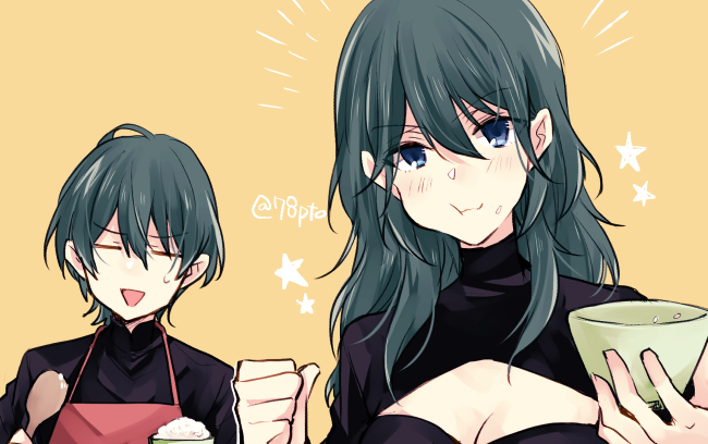 female byleth and male byleth (fire emblem and 1 more) drawn by naho_(pi988y)